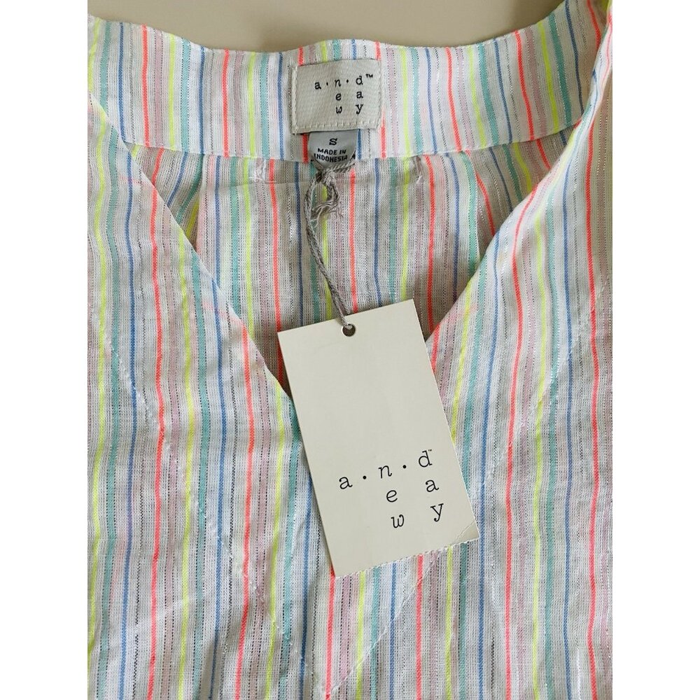 NWT A New Day Neon/Metallic Striped Bell Sleeve Top Womens Size S Multi Stripe - Picture 5 of 9